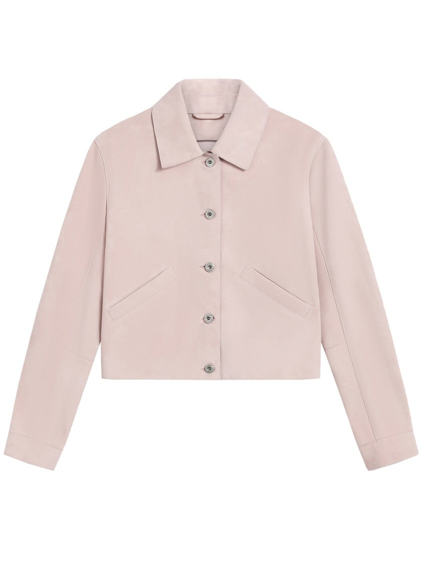 Pence Teti Cropped Fabric Button-Down Jacket