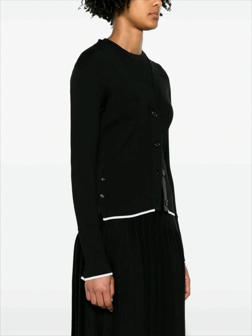 Thom Browne Fitted Black Wool-Silk Blend Cardigan