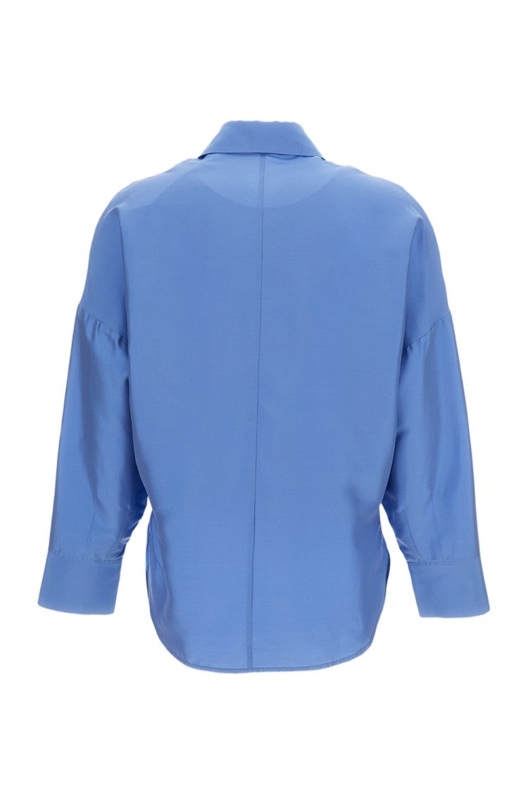 Alberto Biani Oversized Light Blue Silk Shirt