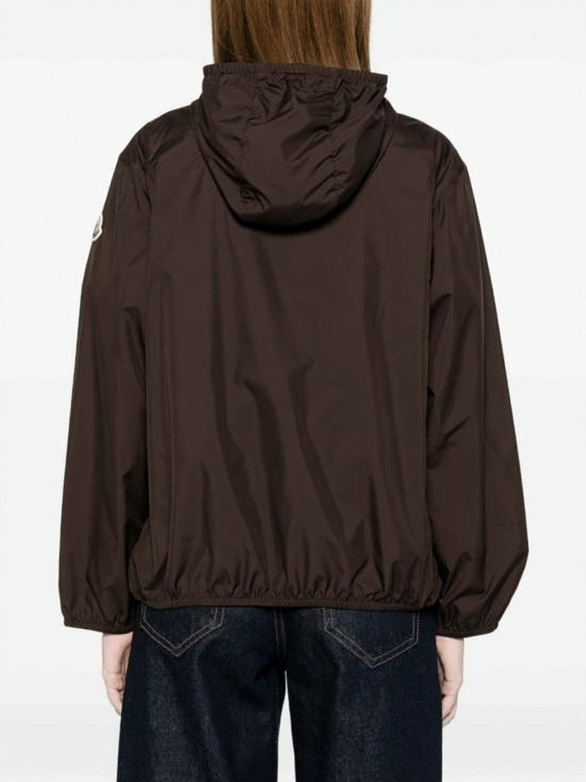 Moncler Lightweight Brown Polyester Jacket With Hood And Minimalist Design