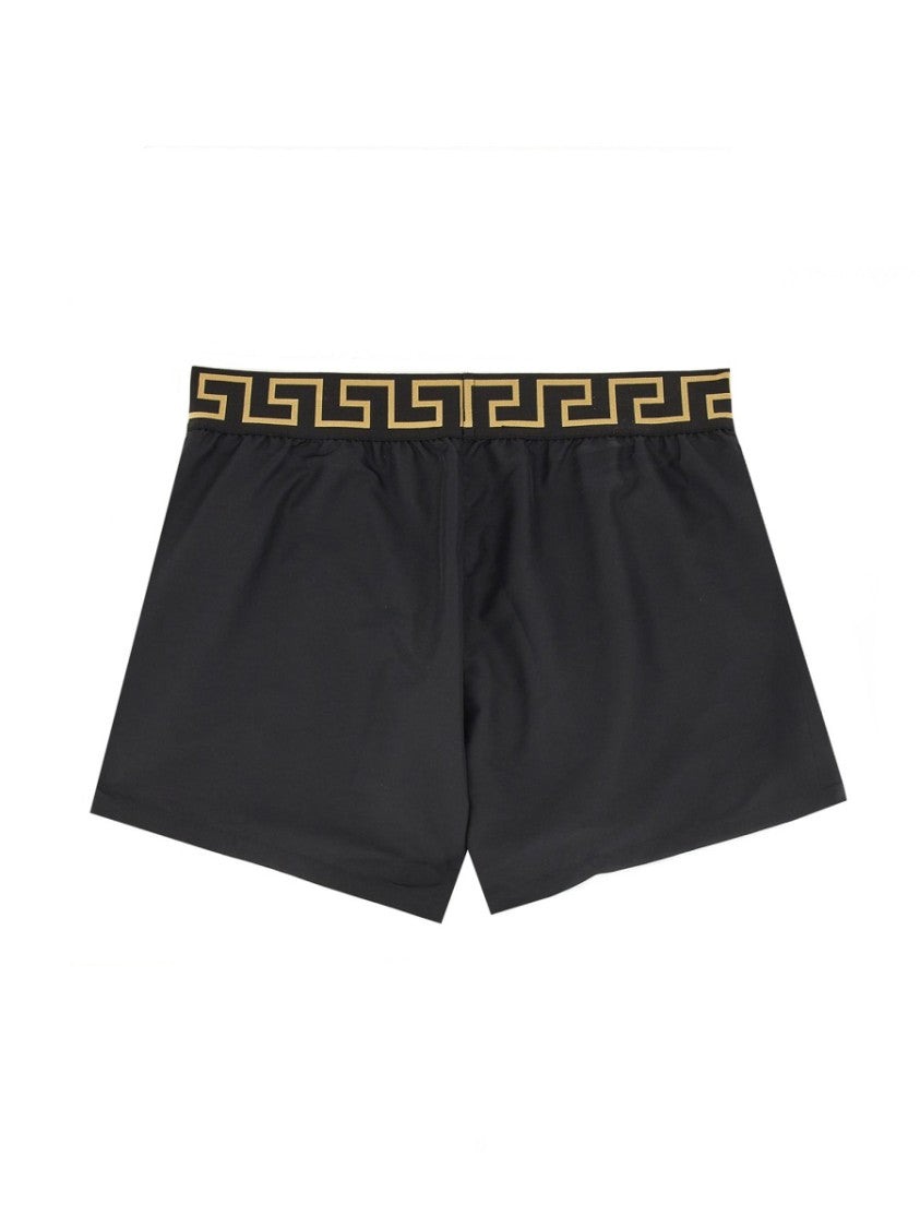 Versace Short Da Mare Con Bordo "Greca" With Gold Greek Key Detail