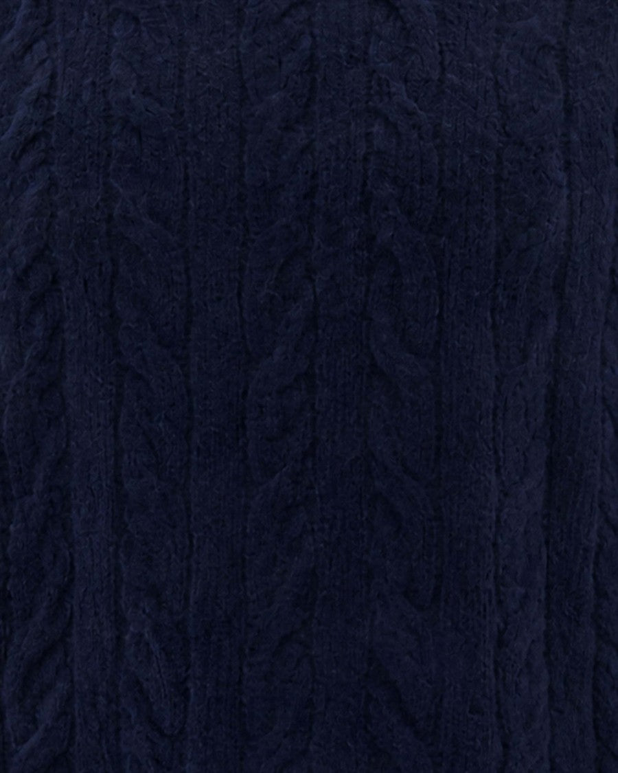 Ballantyne Navy Cable Knit Wool-Blend Sweater