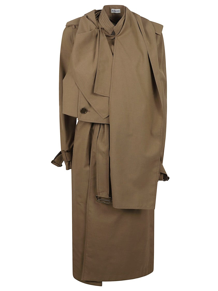 Burberry Structured Brown Silk Trench Coat