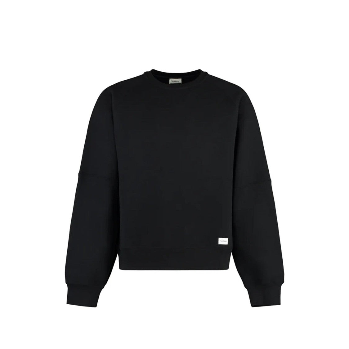 Saint Laurent Embroidered Logo Black Cotton Sweatshirt