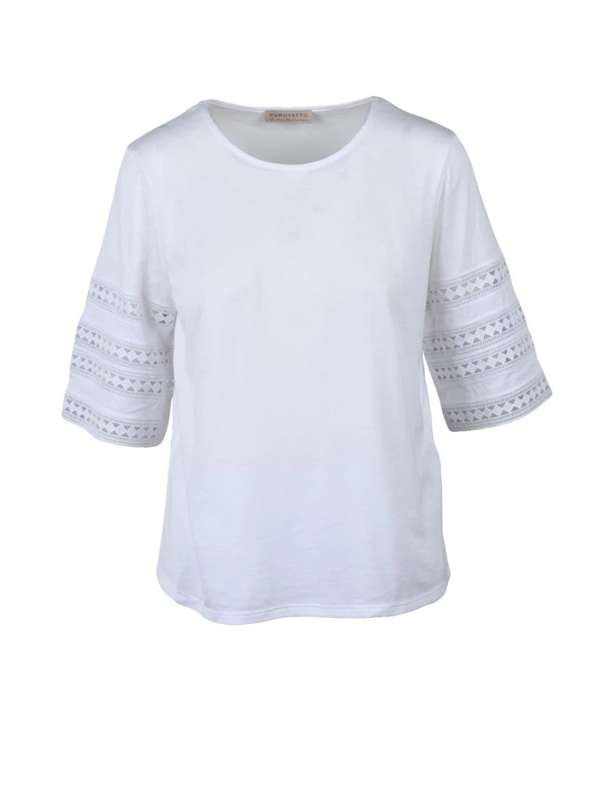 Purotatto White Cotton Women T-Shirt