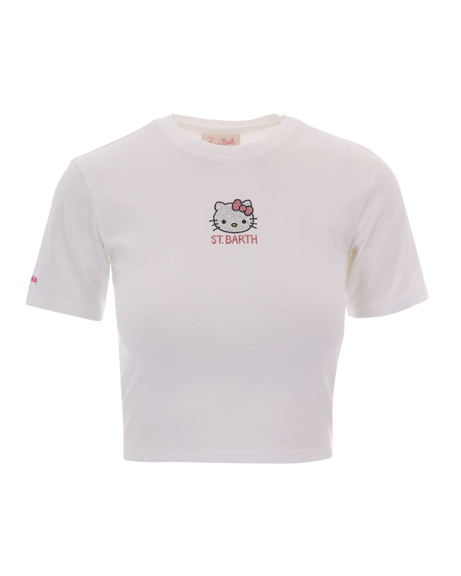 Mc2 Saint Barth Short-Sleeved Fitted T-Shirt With Rhinestone Details