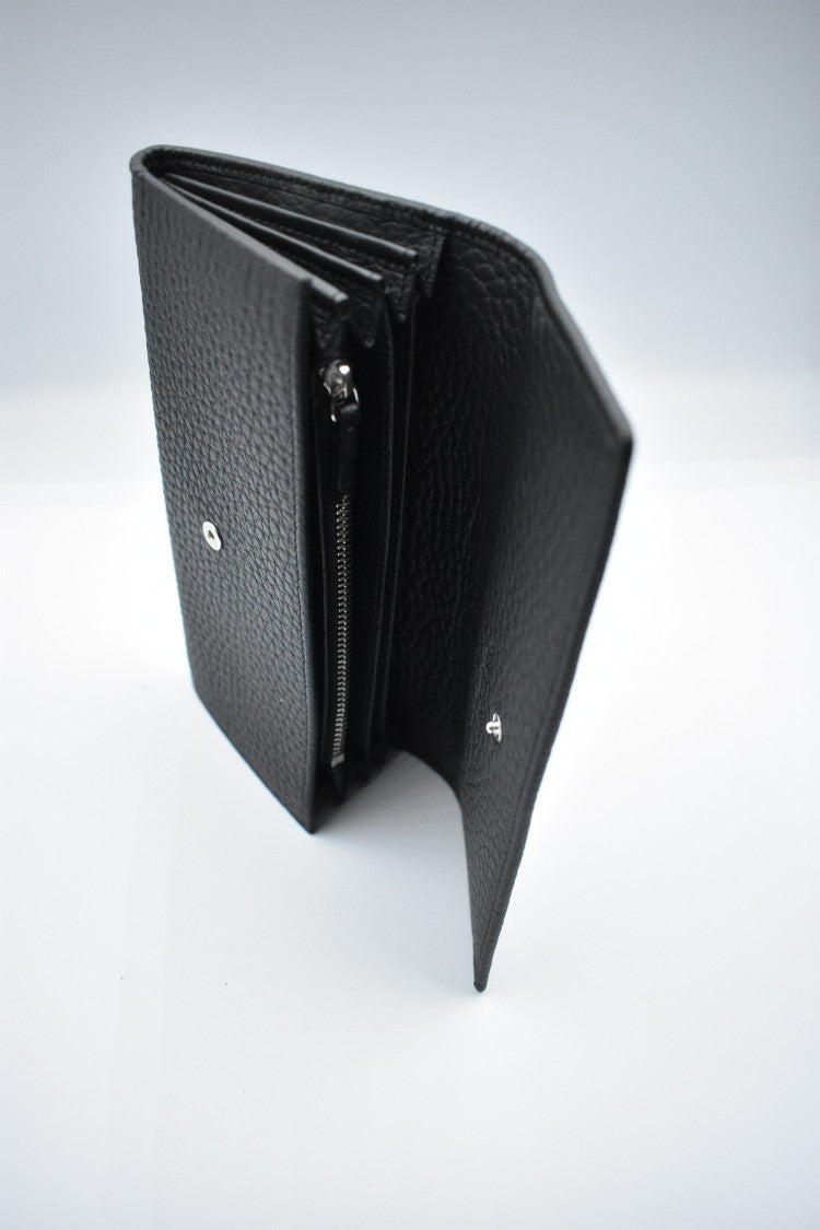Orciani Textured Black Wallet With Fold-Over Design