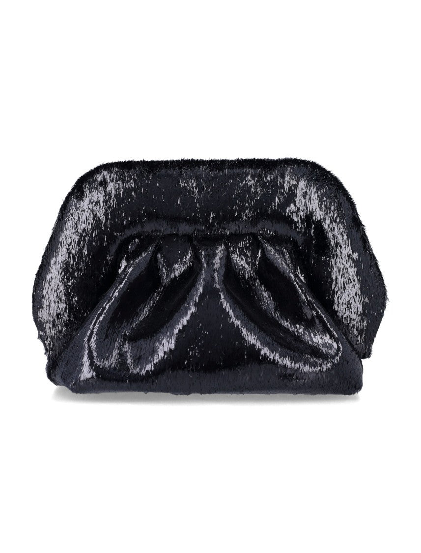 Themoirè Black Bios Small Gathered Leather Clutch