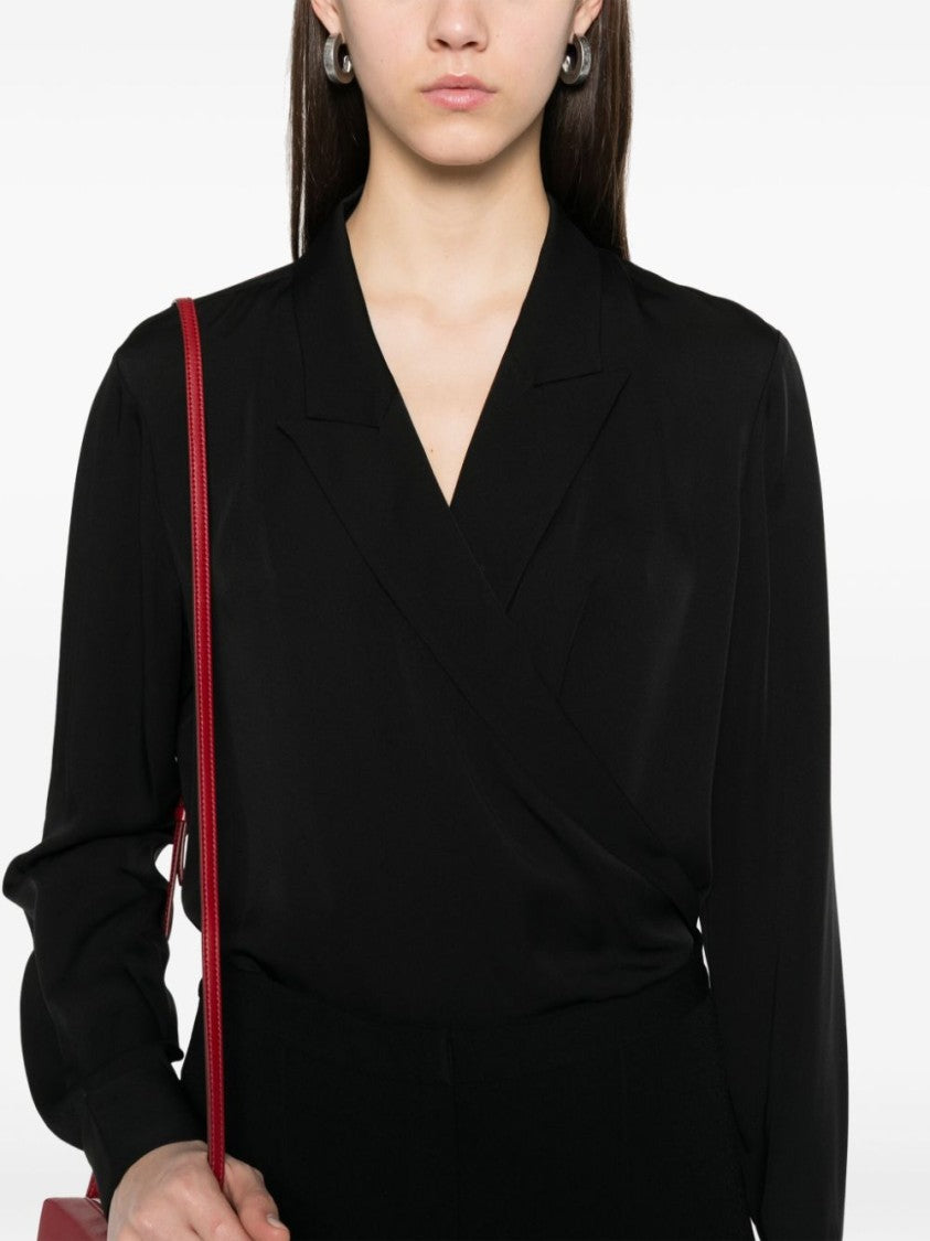 Theory Crossover Neckline Black Silk Shirt