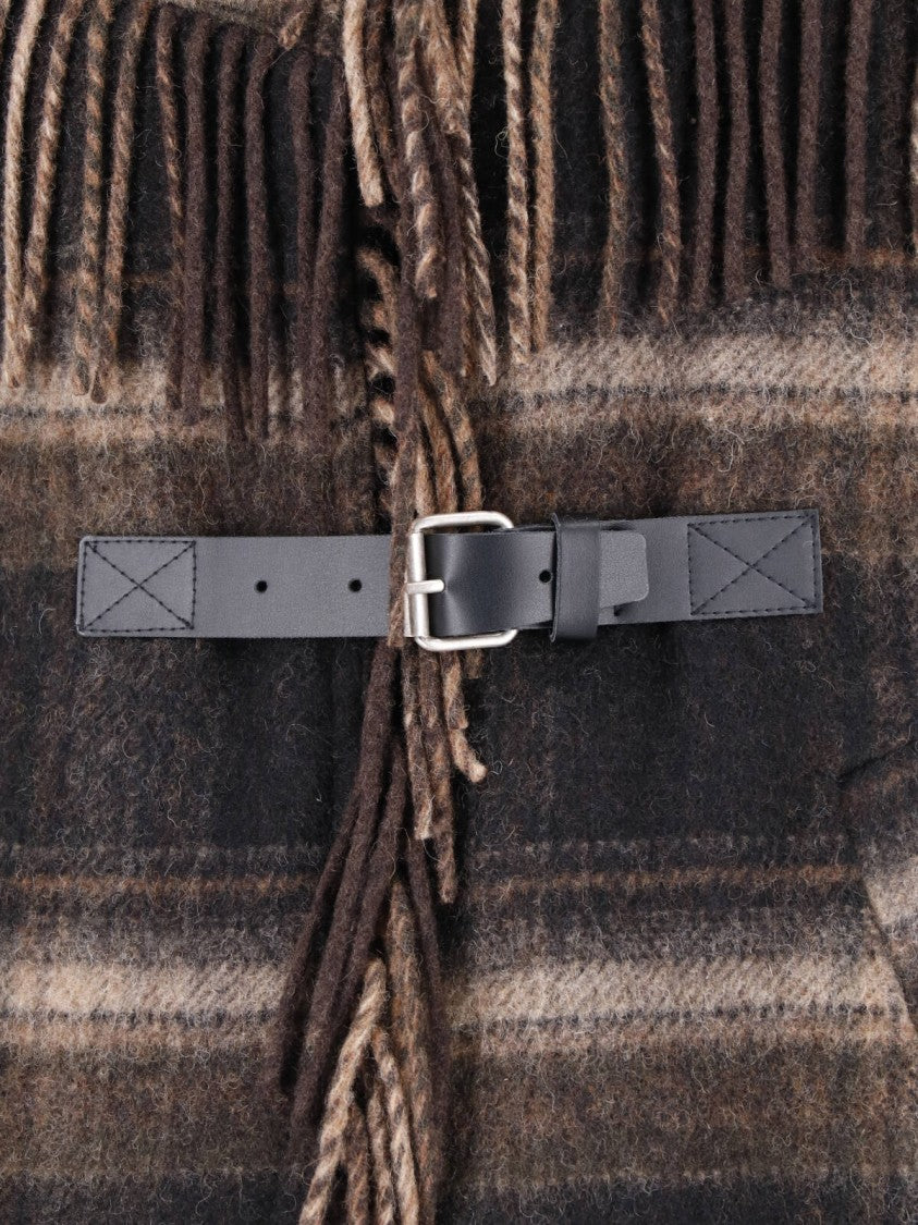 Isabel Marant Étoile Fringe Detail Wool Blend Gilet With Buckle Closure