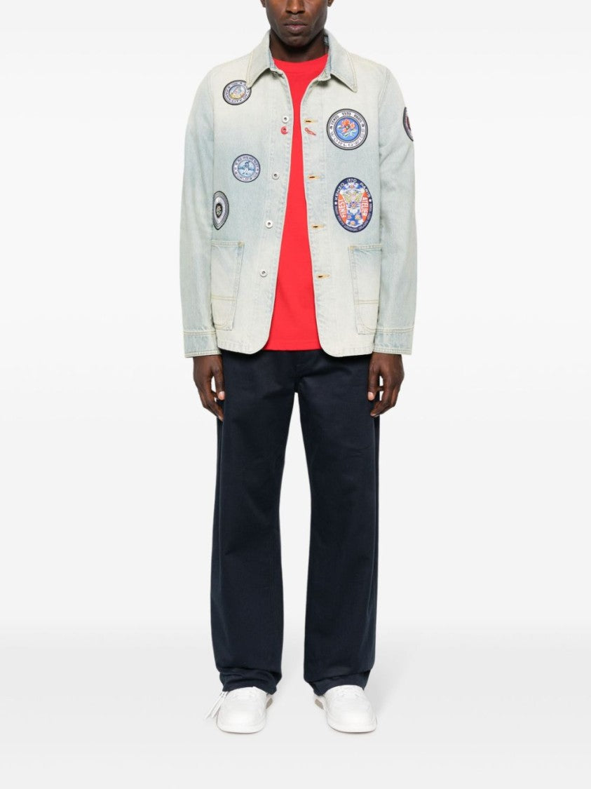 Kenzo Light Blue Washed Denim Patchwork Jacket
