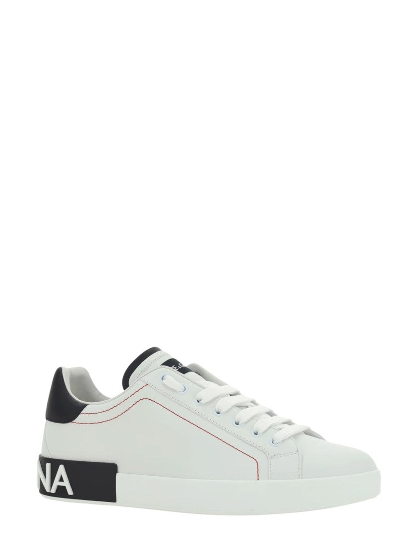 Dolce & Gabbana Low-Top Sneakers In Smooth Vitello Leather With Contrasting Details