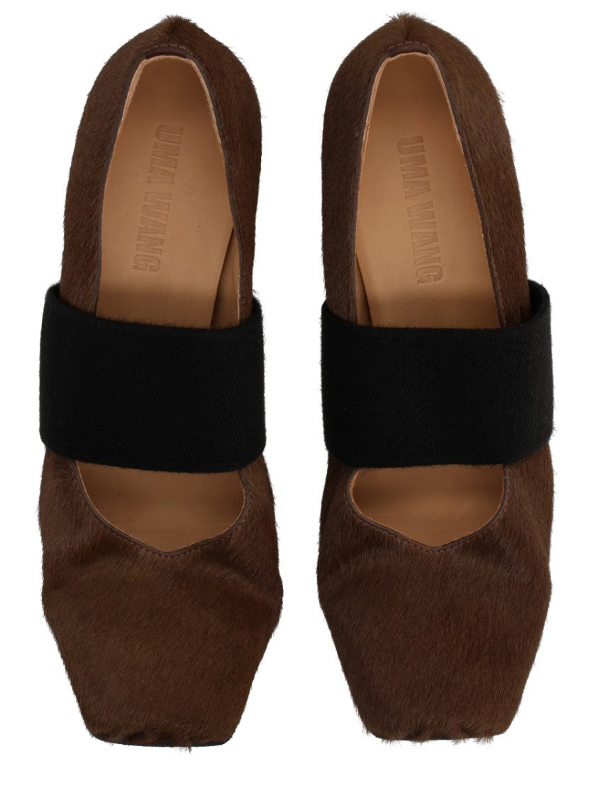 Uma Wang Textured Leather Block Heel Pumps