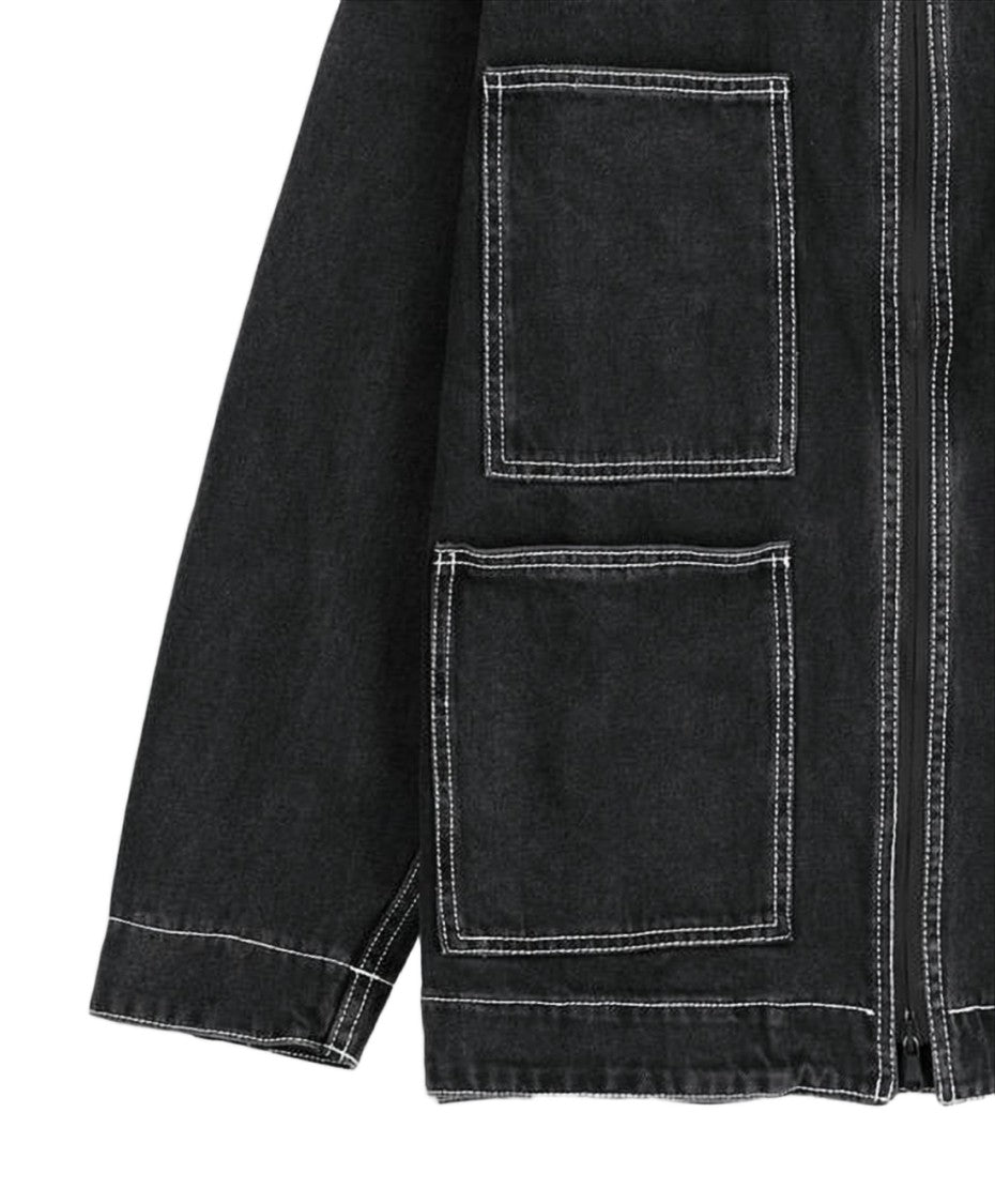 Sunnei Relaxed Fit Denim Jacket With Zipper Closure