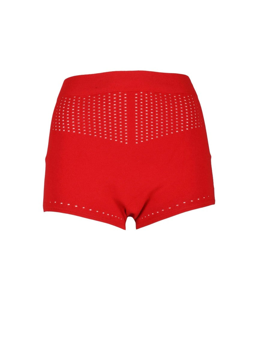 Max Mara Red High-Waisted Textured Viscose-Blend Knit Shorts