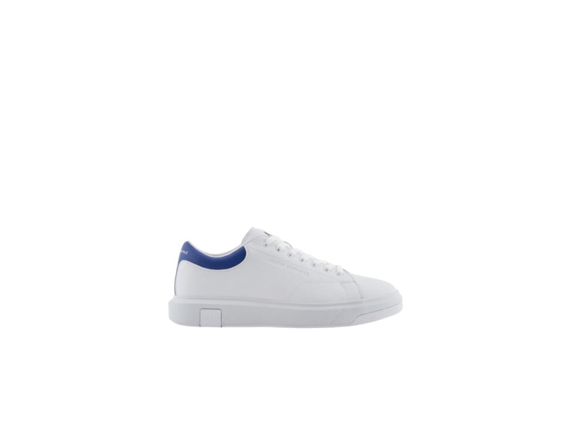 Armani Exchange White Leather Logo Lettering Rubber Sneakers