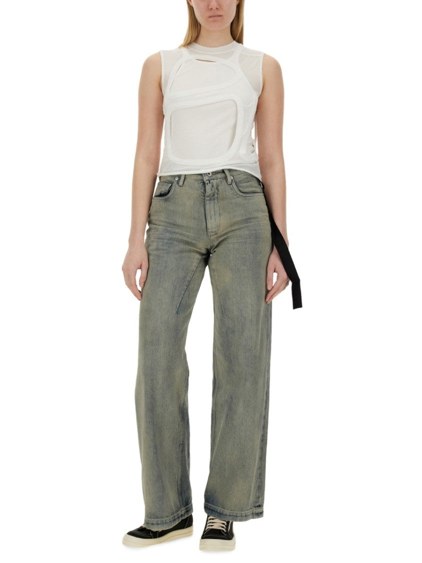 Drkshdw By Rick Owens Cut-Out White Top