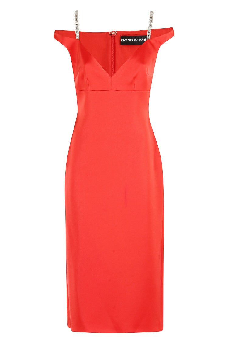 David Koma Vibrant Red Midi Dress