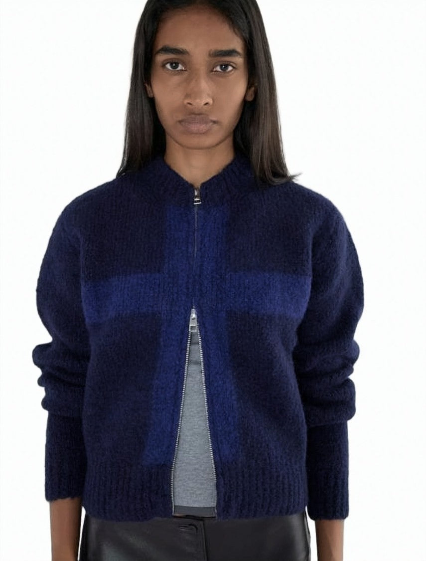 Paloma Wool Oversized Zip-Up Cardigan With Bold Cross Pattern