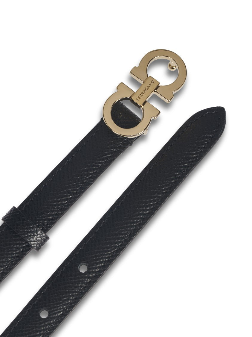 Ferragamo Textured Calf Leather Belt With Gold-Tone Buckle