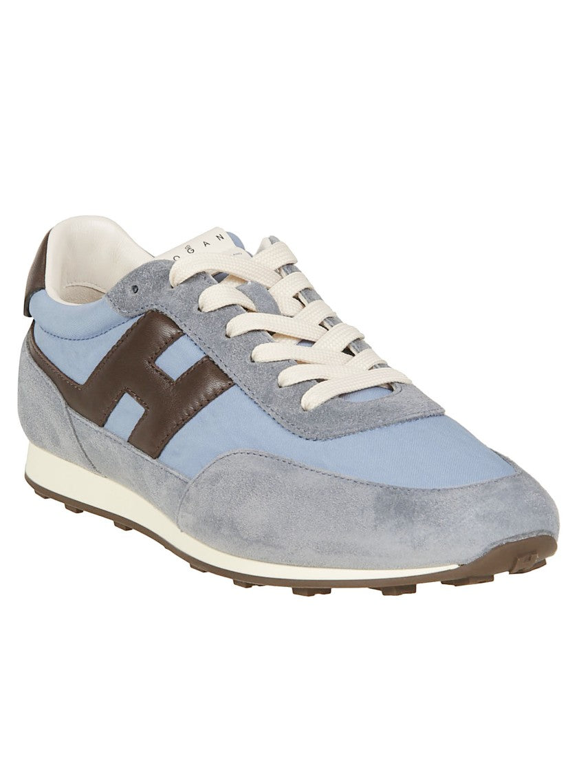 Hogan Light Blue H699 Polyamide-Blend Suede Sneakers