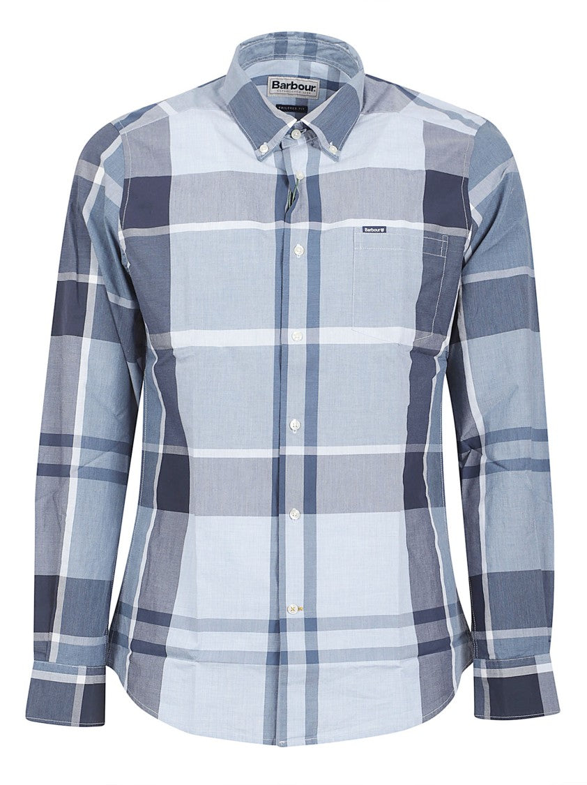 Barbour Checkered Blue Button-Down Shirt With Chest Pocket