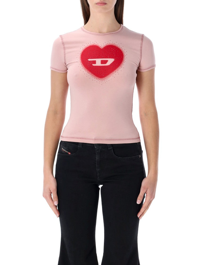 Diesel Fitted Short-Sleeve T-Shirt With Heart Graphic And Logo