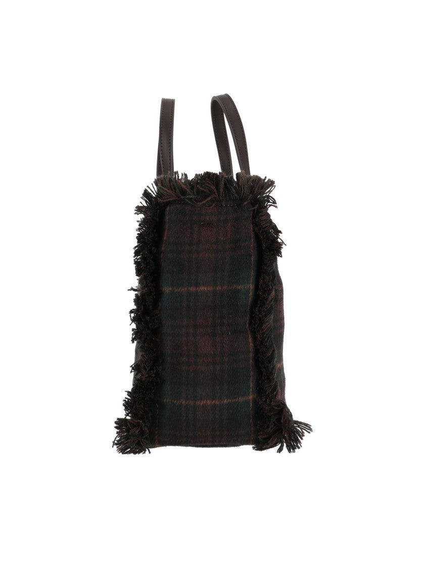 Mc2 Saint Barth Dark Tartan Colette Wool N-Tartan 5118 Embroidered Tote Bag