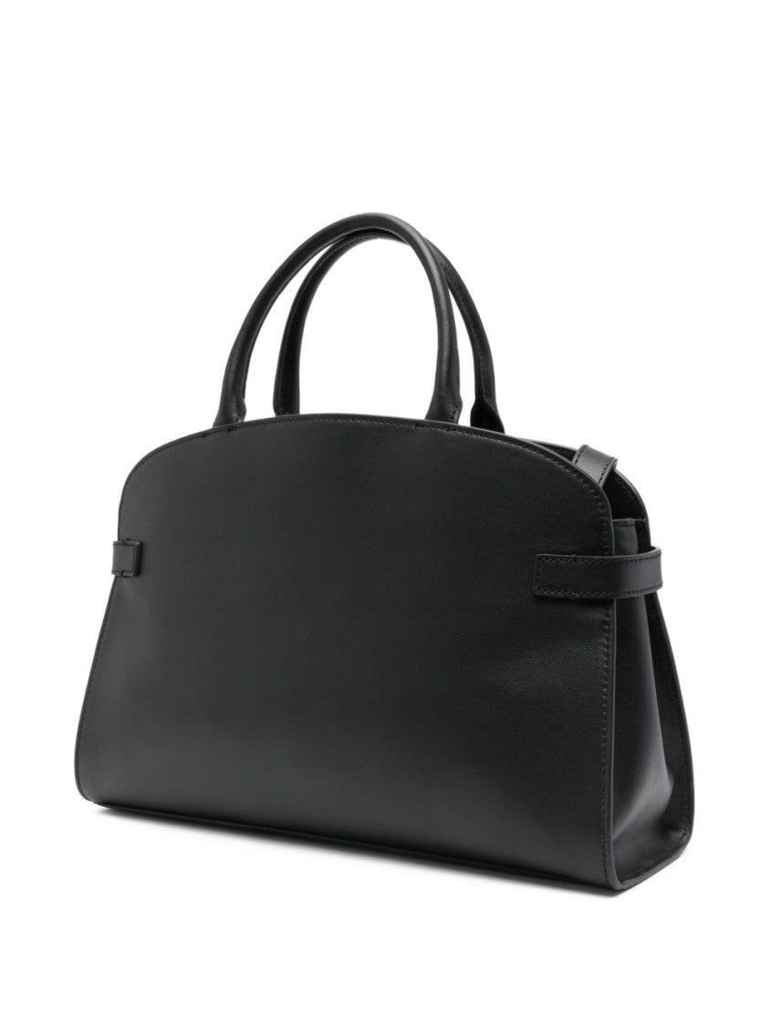 Coccinelle Structured Calf Leather Shoulder Bag With Belt Buckle Fastening