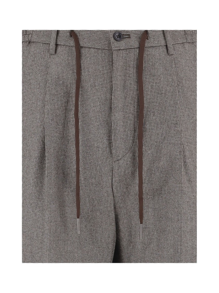 Tagliatore Gray-Brown Pleated Wool Straight-Leg Pants