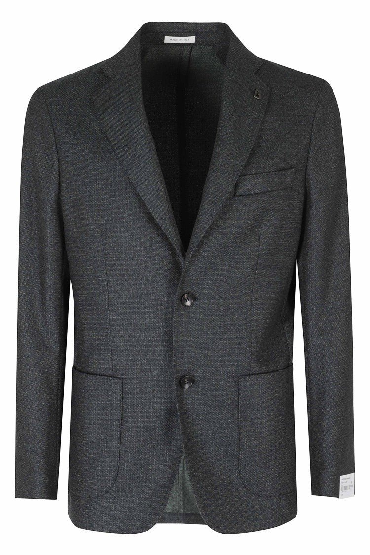 Breras Milano Green Single-Breasted Virgin Wool Jacket