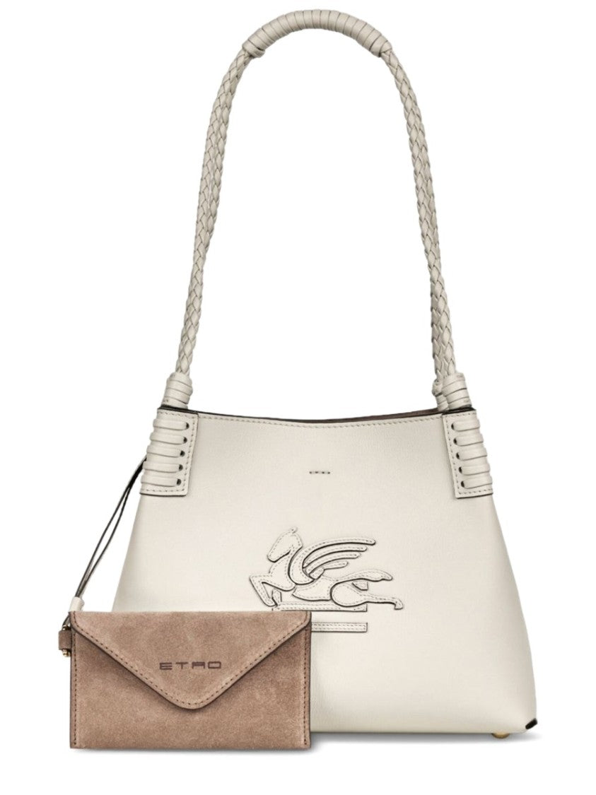Etro Neutrals Libra Winged Horse Embossed Shopping Bag
