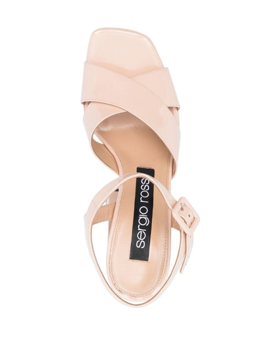 Sergio Rossi 90Mm Platform Sandals With Crossover Straps And Buckle Detail