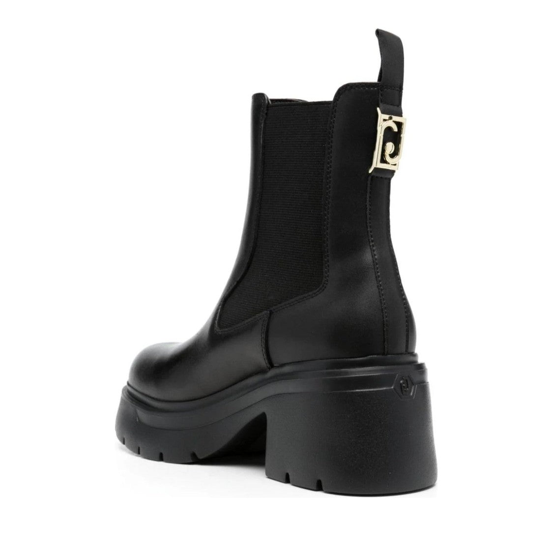 Liu Jo Black Carrie 19 Leather Chunky Elastic Panel Boots