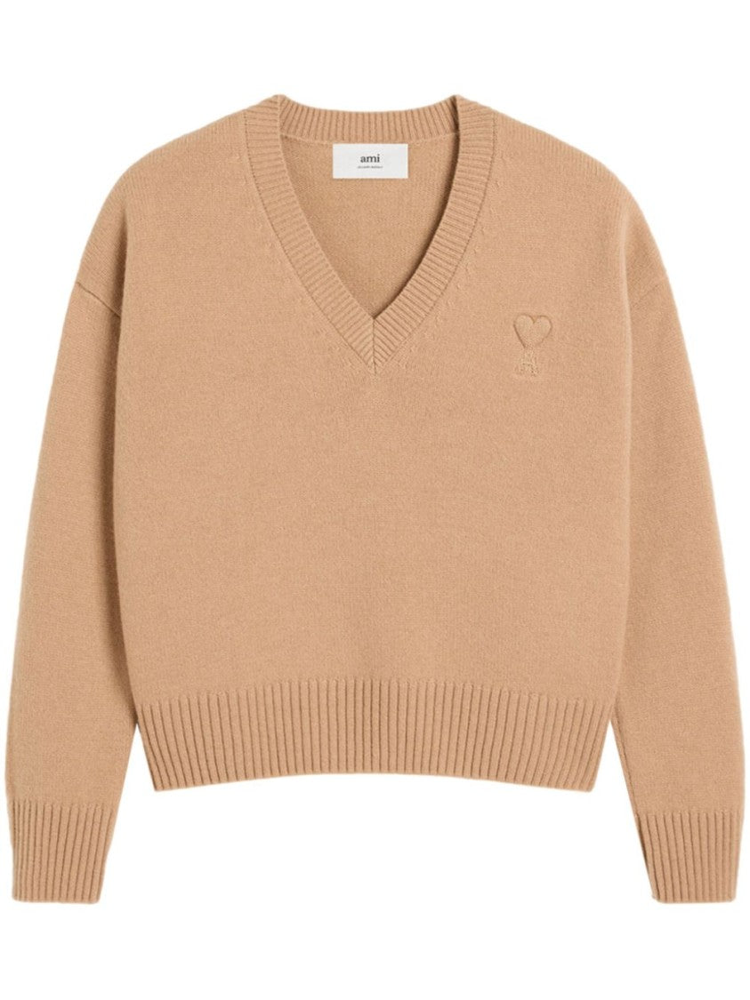 Ami V-Neck Knit Sweater