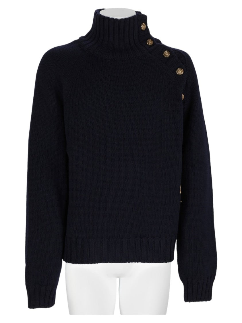 Dolce & Gabbana Blue High Ribbed Turtleneck Virgin Wool Sweater