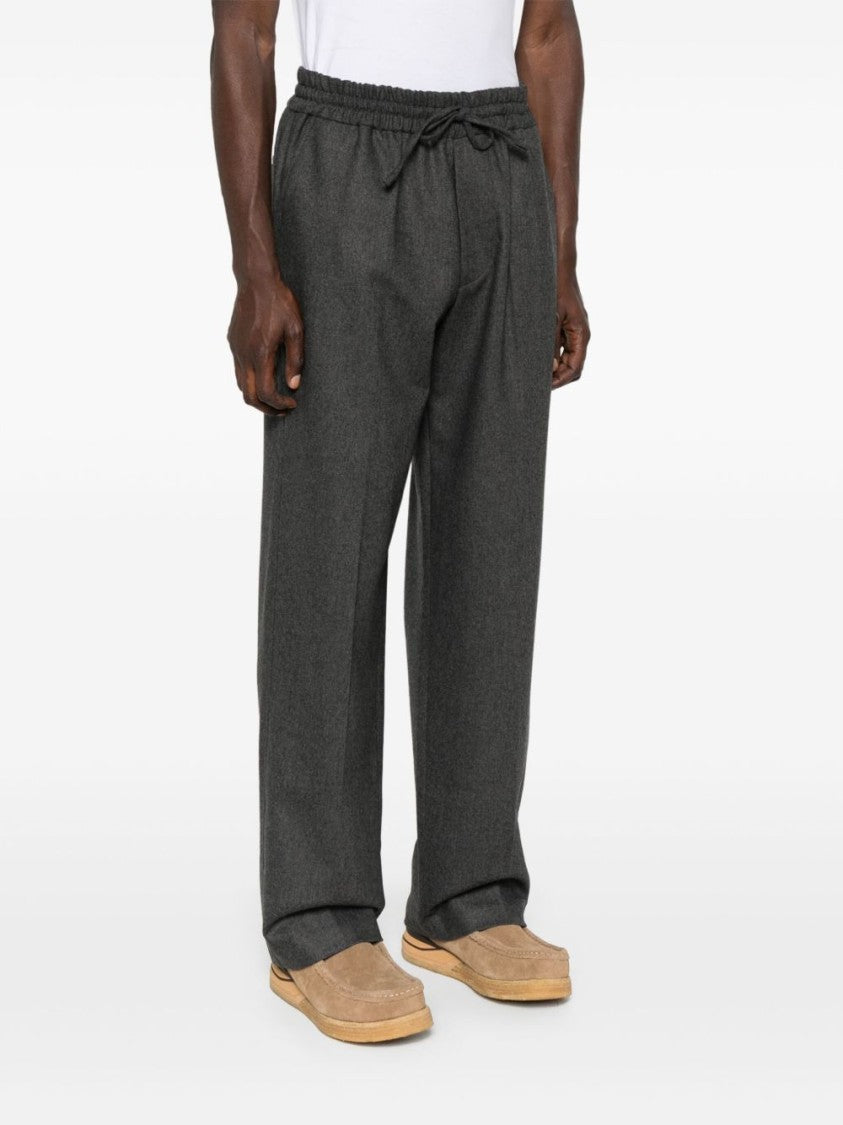Drôle De Monsieur Relaxed-Fit Flannel Trousers With Elasticated Waistband
