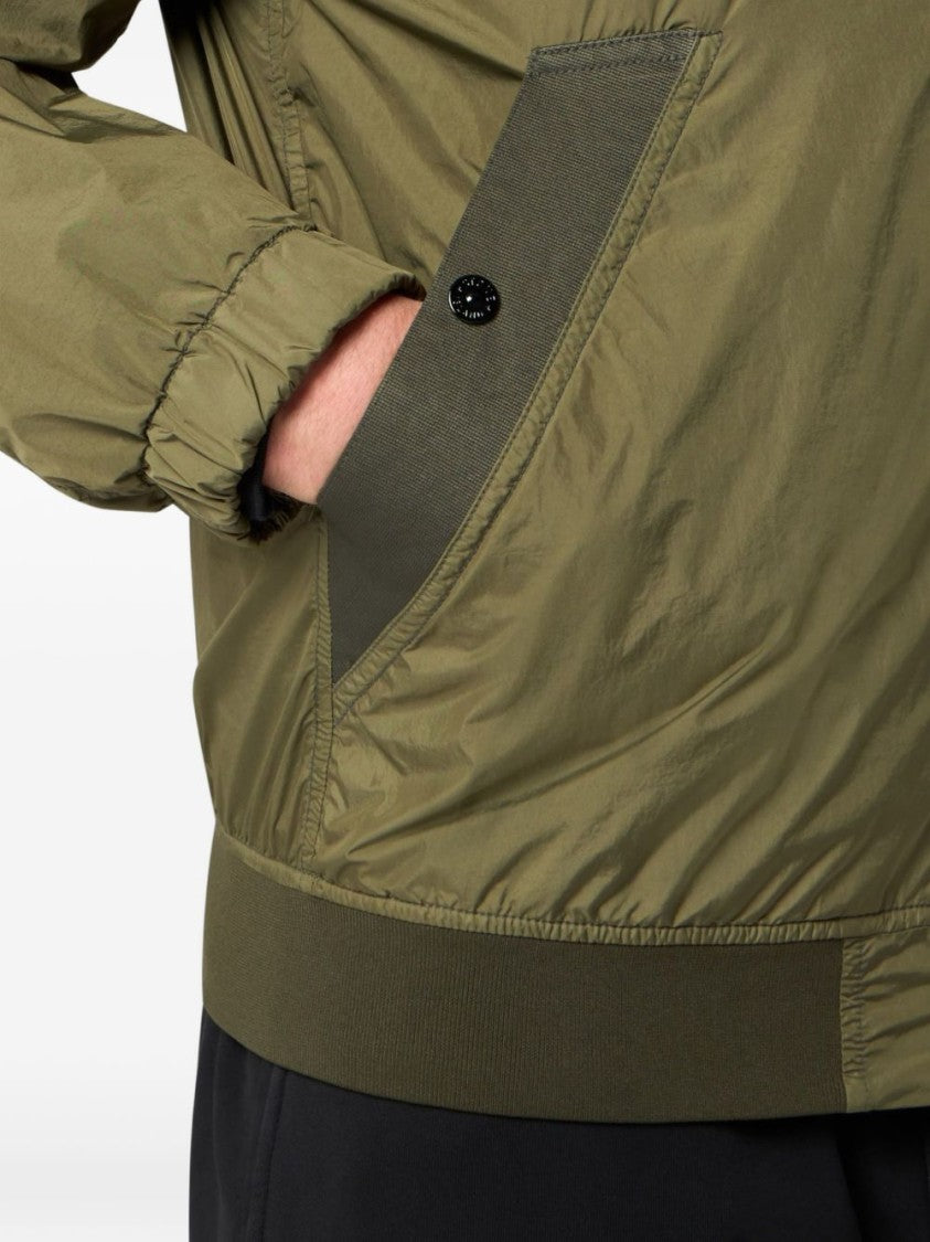 Stone Island Military Green Jacket With High Collar