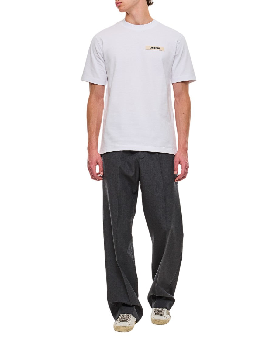 Jacquemus Round-Neck White Gros Grain Logo T-Shirt