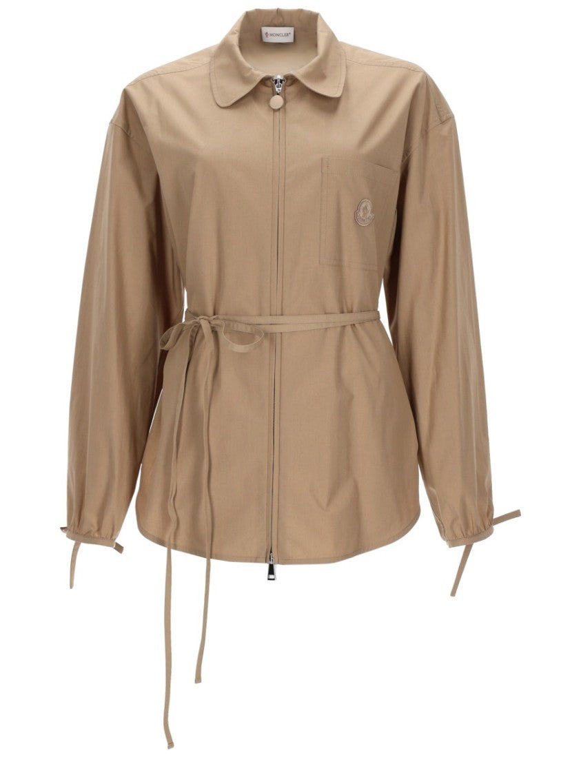 Moncler Zip-Front Belted Cotton Jacket