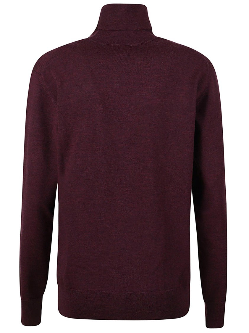 Etro Burgundy Turtleneck Sweater With Embroidered Logo