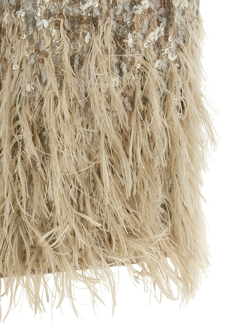 Brunello Cucinelli Organza Short-Sleeved Shirt With Sequin Embroidery And Fringed Hem