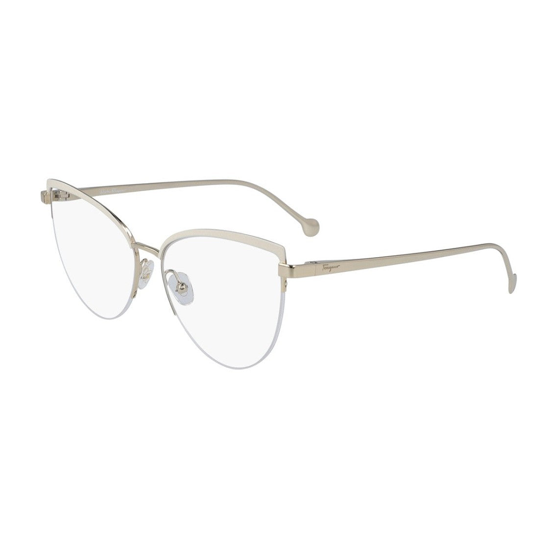 Ferragamo White Sf2175 Metal Cat-Eye Glasses