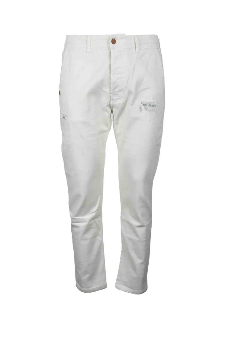 Grey Daniele Alessandrini White Cotton Stretch Jeans