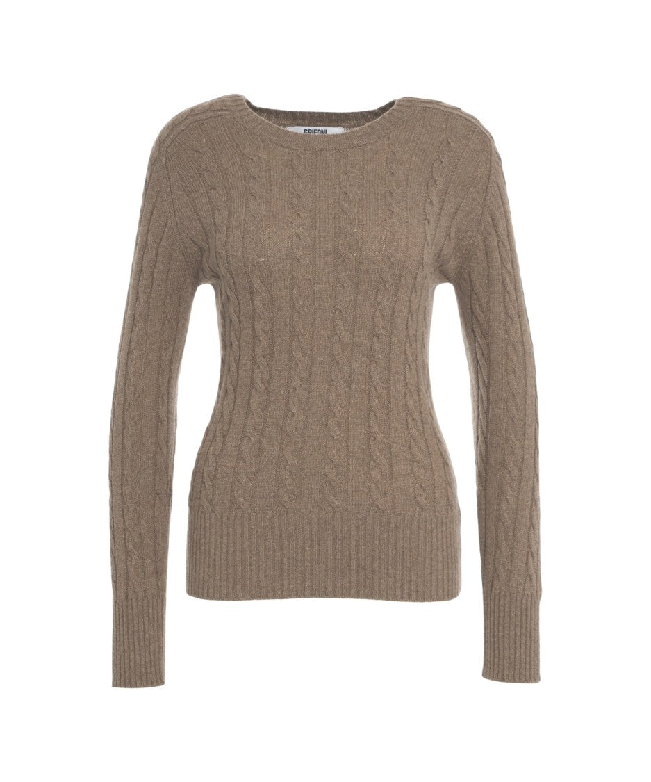 Grifoni Cable-Knit Sweater With Classic Round Neck