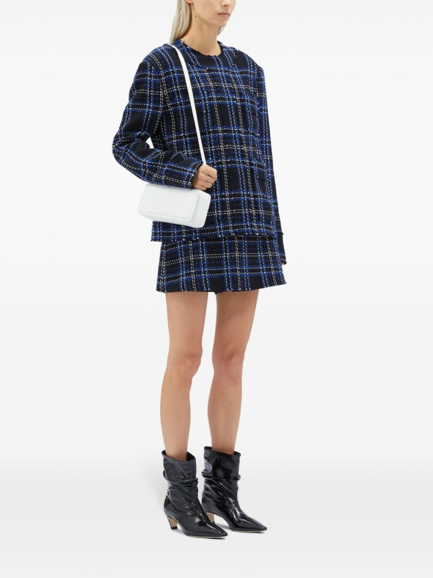 Msgm Black/Blue Tartan Pattern Skirt