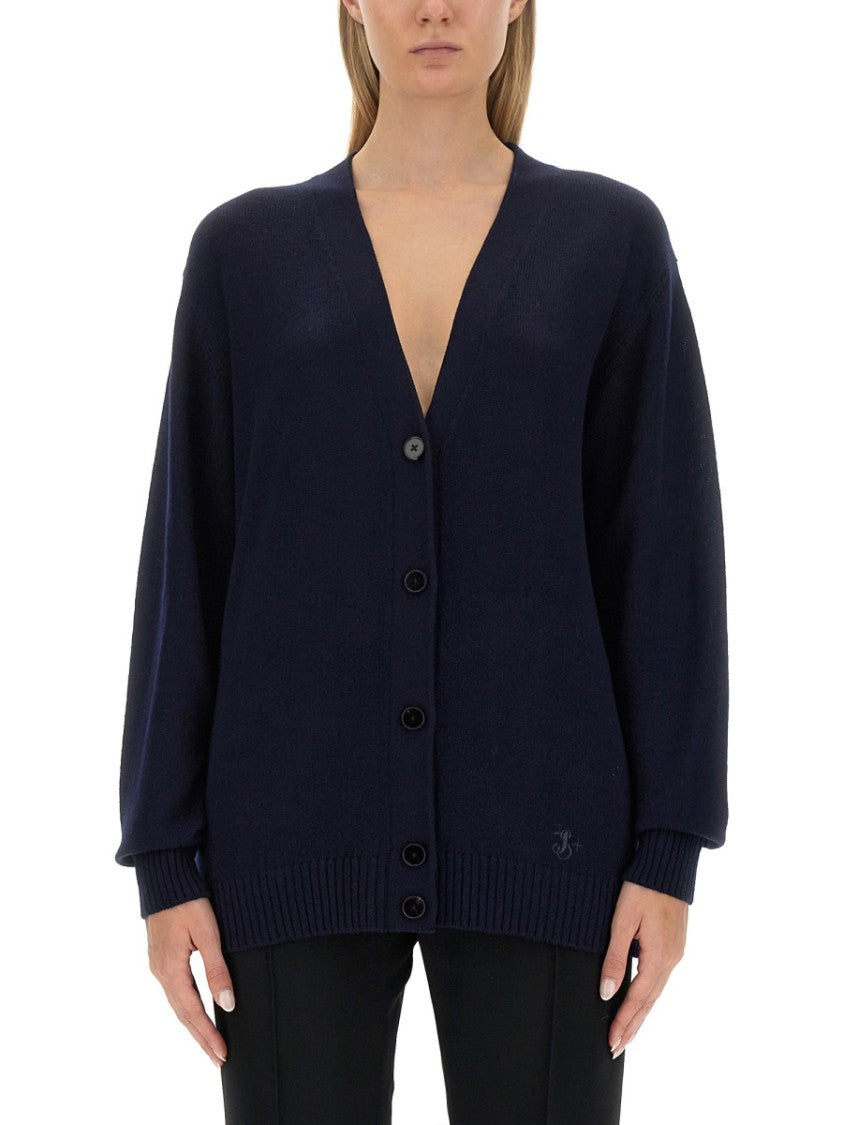 Jil Sander Relaxed Fit Black Wool Cardigan
