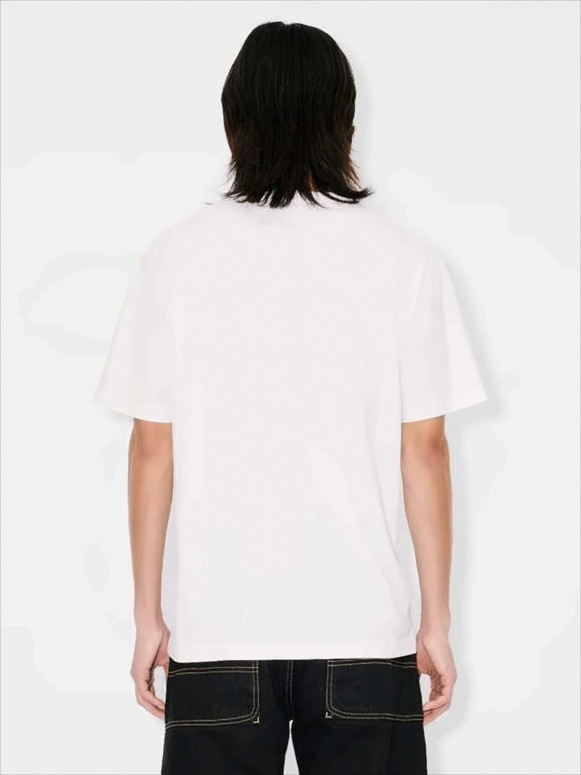 Kenzo Short-Sleeved White Cotton T-Shirt With Bold Floral Graphic