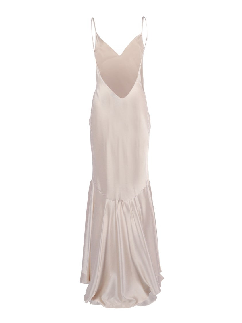 Elisabetta Franchi Satin Fitted Flared Midi Dress