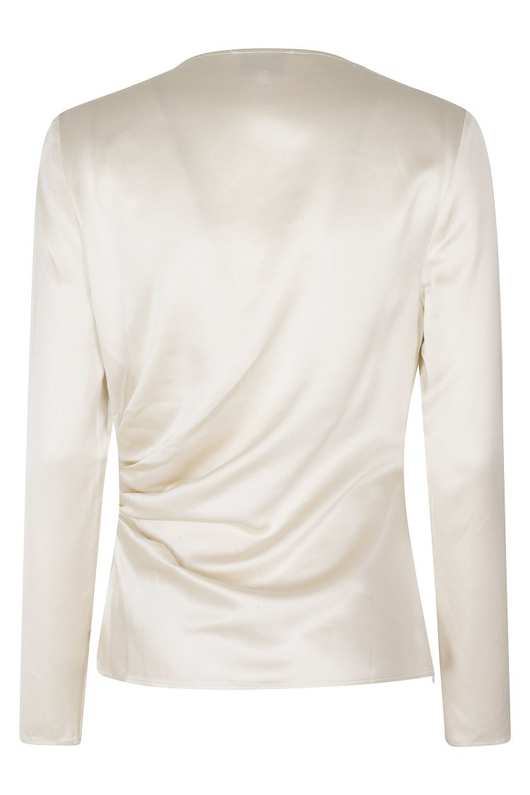 Loulou De Saison Ivory Draped Long-Sleeve Top